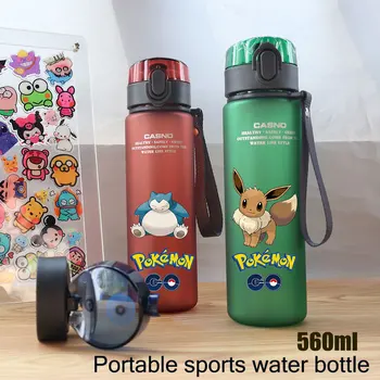 Бутилка за вода Pokemon Карикатура Пикачу за възрастни 560 мл Спортна чаша за вода с голям капацитет на открито Squirtle Подарък за Децата Преносим пластмасов