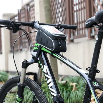Велосипедна чанта за предната част на тръбата, 6-инчов сензорен екран за телефон, изкуствена кожа, водоустойчива чанта за МТВ велосипед, мотор чанта за предната част на рамката