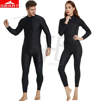 Високо качество на 2-миллиметровые неопренови костюми, мъжки напълно черни бански костюми с дълъг ръкав, дамски пълнозърнести водолазни костюми за сърфиране, гмуркане с шнорхел