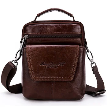 Висококачествени чанти през рамо от естествена кожа за мъже, реколта малка чанта-тоут от естествена телешка кожа на първия слой, Чанта