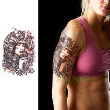 Водоустойчив временна татуировка Будизма татуировка с перо и праджня флаш татуировка фалшиви татуировки голям размер боди-арт за момичета, жени, мъже, дама