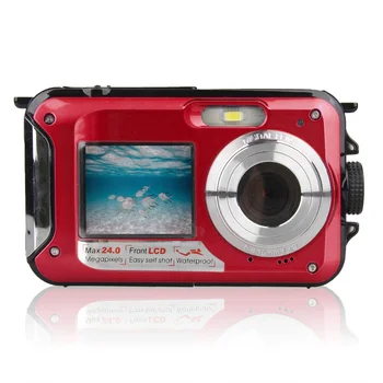 Водоустойчив цифров фотоапарат под водата Full HD 2.7 K 48 MP Видео Селфи с два екрана Фенерче за гмуркане