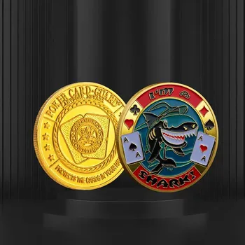 Възпоменателна Монета с Забавен Модел на Покер под формата на Акула, Декор Щастлив Монети, стая Декор, Монети с Пожелания, Колекционерски Подаръци