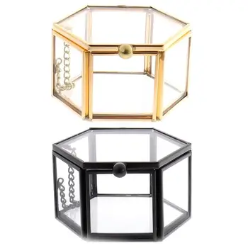 Геометрична стъклен ковчег за бижута Кутия за годежни пръстени Кутия за обеци Директна доставка на бижута