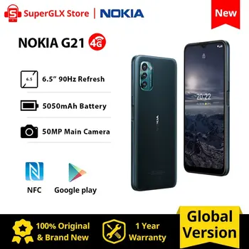 Глобалната версия на смартфона Nokia G21 6 GB 128GB 6,5-инчов дисплей с честота 90 Hz, Батерия 5050 ма, тройната помещение 50 Mp, Отключване на лицето, на 3-дневната батерия