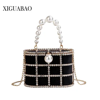 Дамска чанта с диаманти, луксозни дизайнерски перлена вечерна дамска чанта Bolsas Femininas Tendencia 2023 Grife