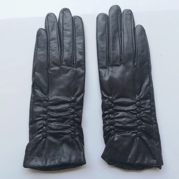 Дамски ръкавици от естествена кожа, NH, запазването на топлината през зимата, черни ръкавици от естествена козя кожа кожа, продажба с отстъпка на KCL