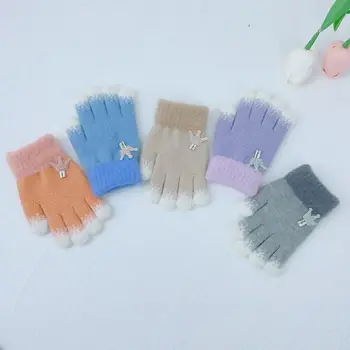 Дебели Детски ръкавици Мультяшные Възли Ръкавици Без пръсти, Зимни Топли Детски