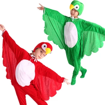 Детски костюми за cosplay на Хелоуин с участието на животни, анимационни птици, Папагал, гащеризон, шапка, детски дрехи, за да се изяви на партито с крила на прилеп