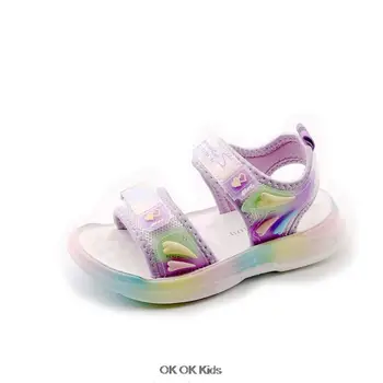 Детски летни спортни сандали с мека подметка, плажни сладки розови обувки за малки момичета, детски обувки, подарък за рожден ден, защита от пропускане
