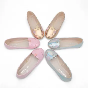 Детски обувки на плоска подметка с принцеса-единорогом за партита, студентски обувки за момичета, хубава пролет-лято обувки с мека подметка CSH1238