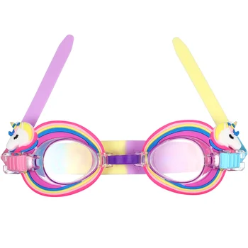 Детски очила за плуване, без замъгляване, детски очила за плуване, слънчеви очила с анимационни единорогом за деца