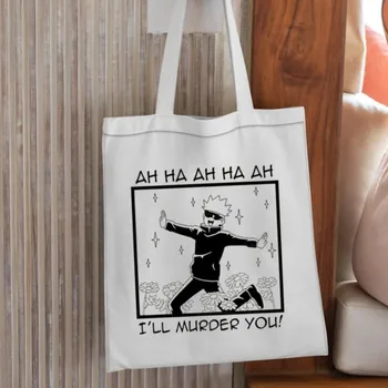 Джиу-джицу Кайсен Карикатура Сатору Годзе Дамски чанти през рамо Ежедневна чанта-тоут Голямата голям памучен Чанта за пазаруване