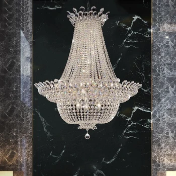 Европейската кристален полилей луксозно украшение на дневната остров блясък декоративна лампа стълбище на вилата е голям полилей