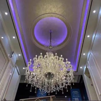 Европейските прозрачни кристални полилеи, Осветление в хола на Луксозен Ресторант Спалня Свещник зала Вила Двухуровневое строително оборудване