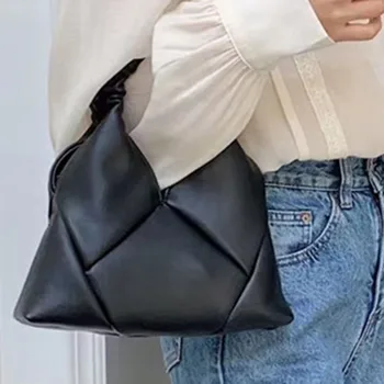 Елегантни дамски чанти-тоут Foldes Cloud 2023, ежедневни малка квадратна чанта през рамо от изкуствена кожа с горната дръжка, реколта проста женска чанта през рамо
