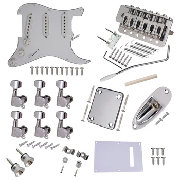 Електрическа китара ST Style С Пълен комплект аксесоари DIY, включително Предварително Свързани Звукосниматели Pickguard Bridge SSS и други аксесоари