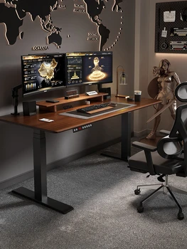Електрически подвижен маса, компютърно бюро от масивно дърво, домашен тенис на офис бюро, работно бюро