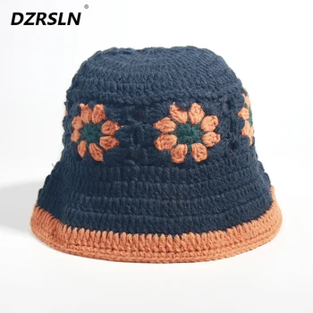 Есенно-зимни нова широка периферия шапка ръчна изработка от естествени цветя, кухи шапки за почивка, топла шапка за сватбеното парти на открито