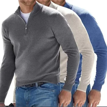 Есента мъжки пуловер с дълги ръкави и приталенной в основата на 2023 г.