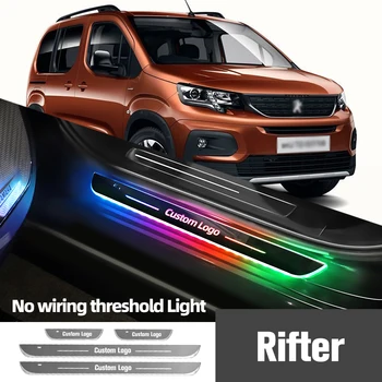 За Peugeot Rifter 2018-2023 2020 2021 2022 Осветление на прага на автомобила Индивидуален Лого LED Добре Дошли на Прага на Педала за Лампи Аксесоари