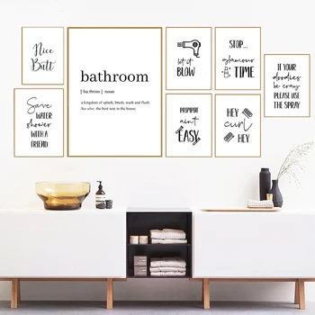 Забавни цитати от банята, модерен минималистичен плакат, декорация на стените в банята, черно-бяло изображение на стена, декорация на тоалетна