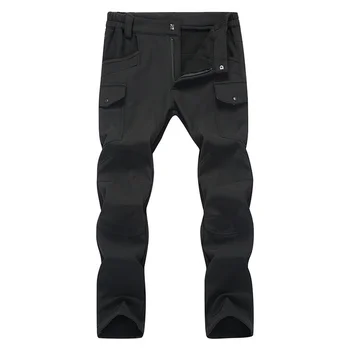 Зимни мъжки панталони, военно-тактически руно Softshell, който запазва топлина, Водоустойчив, с големи джобове, Спортни Ски треккинговые панталони