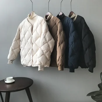 Зимно яке Дамски Корейската мода Свободна однотонная яке с памучна подплата и топло яке за жени