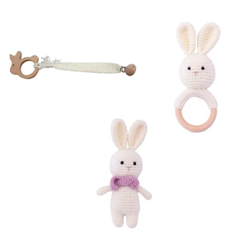 Играчка-дрънкалка за плетене на зайче на една кука/Скоба за новородени бебета зайци за момчета и момичета 69HE