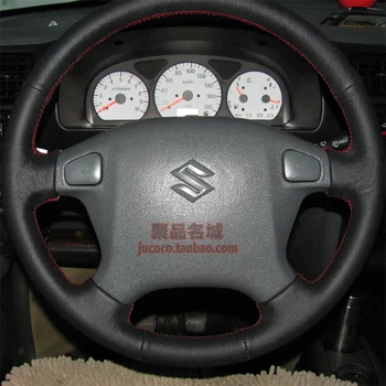 Изработена ръчно калъф за волана на автомобил от черна естествена кожа за Suzuki Swift Sport Splash Opel, Vauxhall Agila accessories