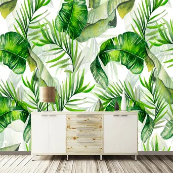 Индивидуален размер, 3D Ръчно рисувани, Зелени Бананови листа, Растения тропическите гори, Фотообои за хол, спалня, телевизор, Диван, декора на стените