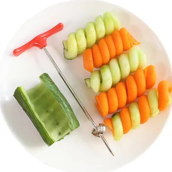 Инструмент за нарязване на зеленчуци Спирала с Нож, един Хеликоптер за салата от картофи, Моркови, краставици, Креативна Винторезная машина, Спирализатор, Кухненски инструмент