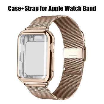 Калъф + Каишка За Apple Watch Band 44 мм 40 мм iWatch 42 мм 38 мм Milanese Loop Гривна Correa Apple Watch Серия SE 3 6 7 8 45 мм 41 мм