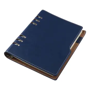 Кожен бележник формат А5 с 6-кольцевыми сини блокнотами за записи в Дневник за Еднократна употреба Офис тетрадка с твърди корици