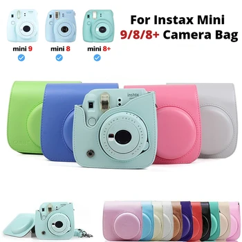 Кожена Чанта За Фотоапарат Защитен Калъф За Fujifilm Polaroid Instax Mini 8 8 + Mini 9 Седалките Малка Изкуствена Чанта За Фотоапарат Миг Печат През рамо