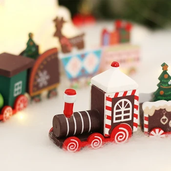 Коледен Дървен Влак Празнична Украса, Както е показано На фигура 19 Дърво,5X2,8X4,8 см Санта Снежен човек Домашен Коледен Подарък Декор