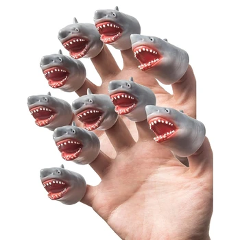 Комплект кукли с пальчиками-акули, декори за куклен театър с животни, Нови играчки, необичайни подаръци, 10 бр. Лесен за използване