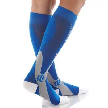Компресия спортни чорапи унисекс подкрепа краката на открито, разтеглив унисекс чорапи до коленете, с дълги чорапи за джогинг сноуборд