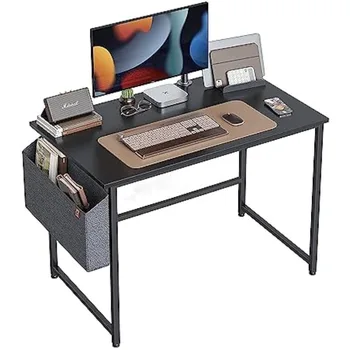 Компютърна маса Cubiker за домашния офис, бюро за обучение, модерен прости маса за лаптоп чанта за съхранение, черен
