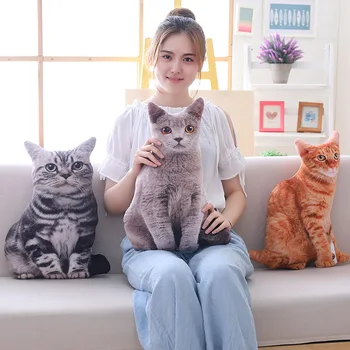 Креативна имитация на 3d възглавници за котки с изображение на тигър, плюшен играчка за котки, кукла за комфорта на децата, плюшен възглавници, украса за дома, подарък