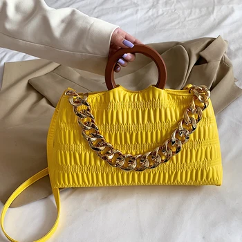 Луксозна чанта през рамо за жени 2023, дизайнерски жълта чанта, висококачествени кожени чанти през рамо, модерен пътни чанти-незабавни посланици