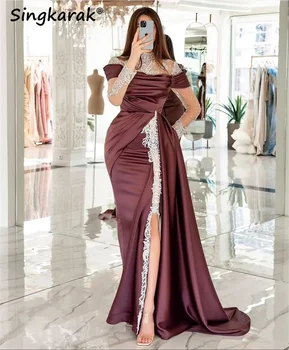 Луксозни мюсюлмански вечерни рокли на Русалка 2023, Бродирани с мъниста и хрусталем, С дълги ръкави, сватбени рокли за официални партита в Дубай, Robe De Soirée