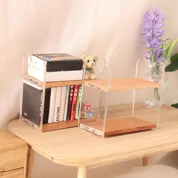 Миниатюрен куклена къща, реалистична bookshelf за куклена къща, изискан миниатюрен багажник за съхранение на спалня, декориране на кухненски мебели