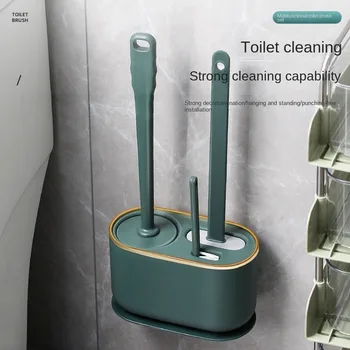 Многофункционална силиконовата четка за тоалетна, безплатни стенни почистващи препарати с група, комплекти, домашни принадлежности за баня, 3 бр.