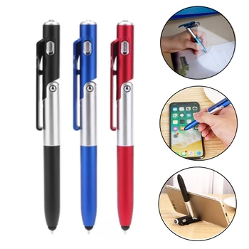 Многофункционална химикалка химикалка с led подсветка, сгъваема стойка за телефон и стилус за нощно четене, Канцеларски материали, химикалки за ученици и офиса