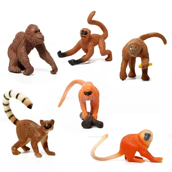 Моделиране на Диви Животни Паякообразни Маймуни, Генон, Орангутан, Аки, Златна маймуна Модел Фигурки на Животни Миниатюрна Фигурка Подарък
