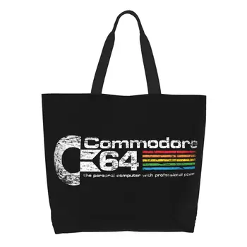 Модерен Принт Ретро Commodore 64 Мъкна Чанти За Пазаруване От Моющегося Платно През Рамо Клиент C64 Amiga Компютърна Чанта