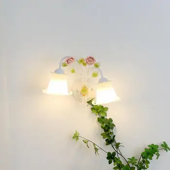 Модерен стенен лампа за спалня и Детска стая за момичета Стая принцеса Led аплици Цветя Топъл фон Стенни осветителни тела