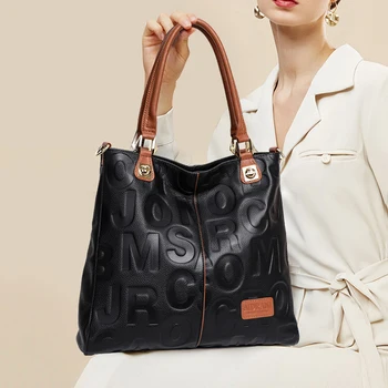 Модерна дамска кожена чанта писмо чанта с голям капацитет топ телешка кожа на рамото на кръста на тялото чанта