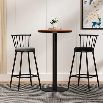 Модерни бар столове в скандинавски стил, домашни минималистичные бар столове, креативни столове с облегалки, магазини чай с мляко, високи железни столове на рецепцията